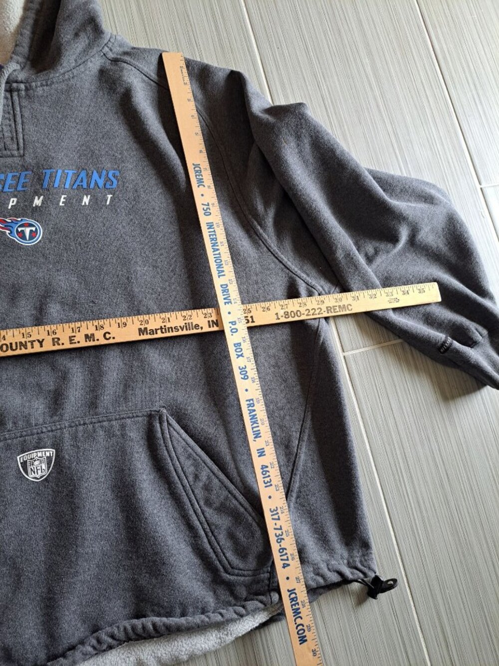 Vtg Reebok Tennessee Titans NFL Equipment Gray Hoodie 2XL Cotton Drawstring Mens - Picture 8 of 10